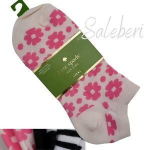 NWT KATE SPADE 3 Pair No Show Socks OS Trendy Pink